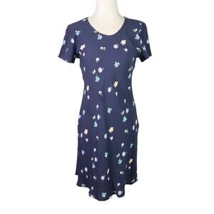 Vintage 90s Laura Ashley navy blue floral mini dress 4